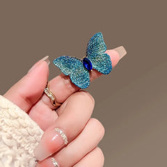 Blue embroidered butterfly jewelry accessory