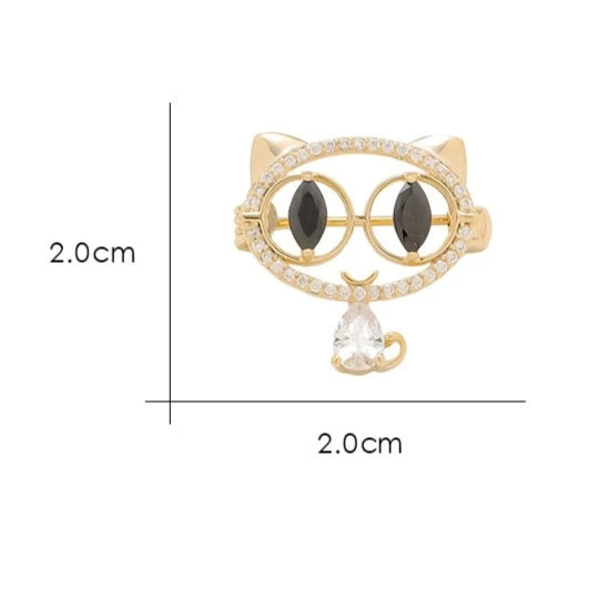 Big Eyes Cat Brooch size