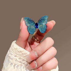 Embroidered Blue Butterfly Brooch