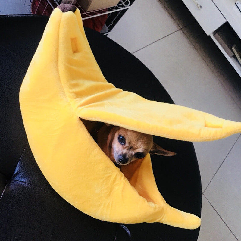 Cute Yellow Warming Banana Pet Bed for Cats and Dogs
