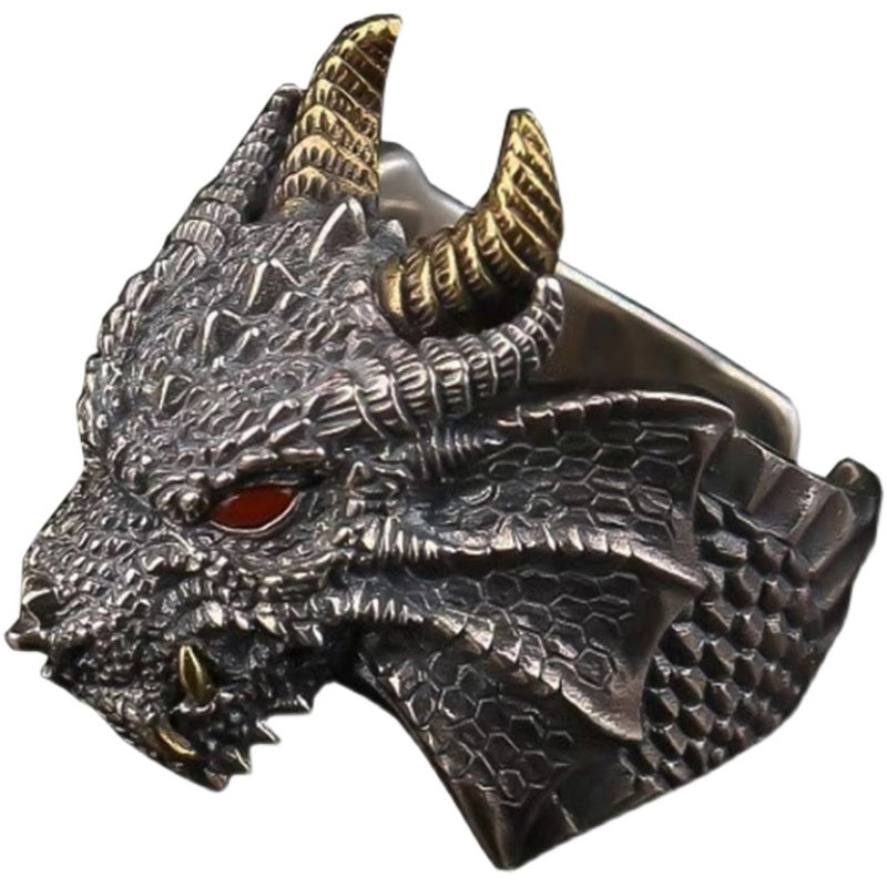 Silver Dragon Head Ring